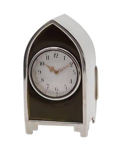 Late 19th C. Wright & Davies Guilloche Silver Carriage Clock: Late 19th C. Wright & Davies Guilloche Silver Carriage Clock In .925 and Enamel.