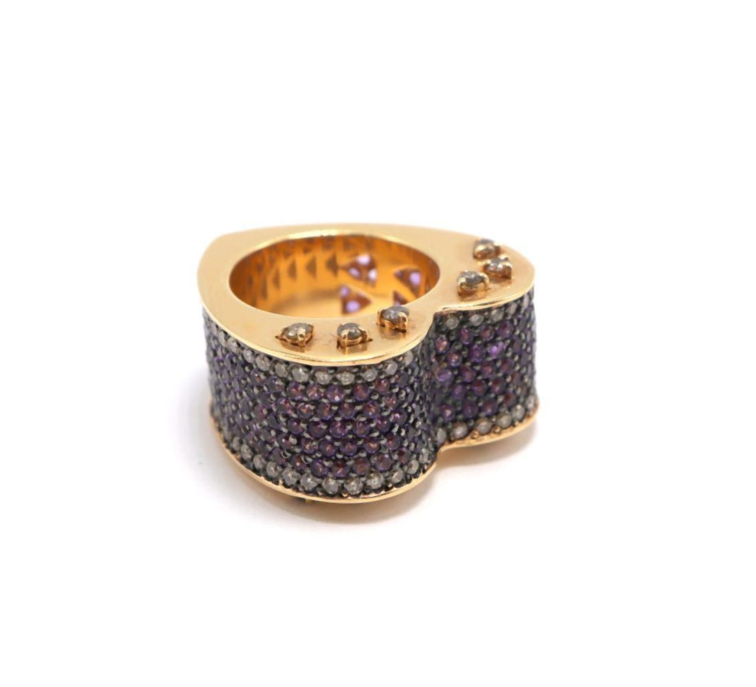 Unique 18Kt Amethyst & Diamond Heart Shaped Ring (1 of 5)