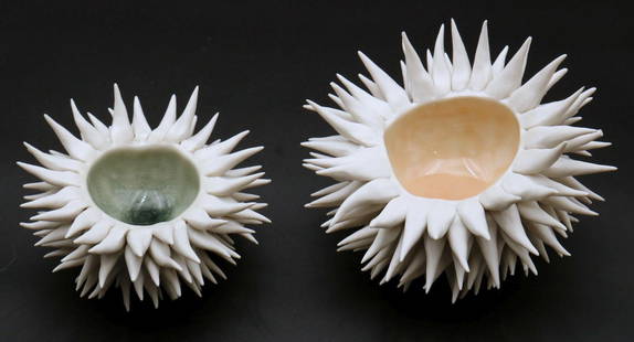 Heather Knight "Sea Urchin" Ceramic Bowls: Heather Knight "Sea Urchin" Ceramic Bowls. Element Clay Studio. Smaller bowl - 3" high x 5" wide, large bowl - 4 3/8" high x 6 1/4" wide. Have a similar item to sell? Contact u