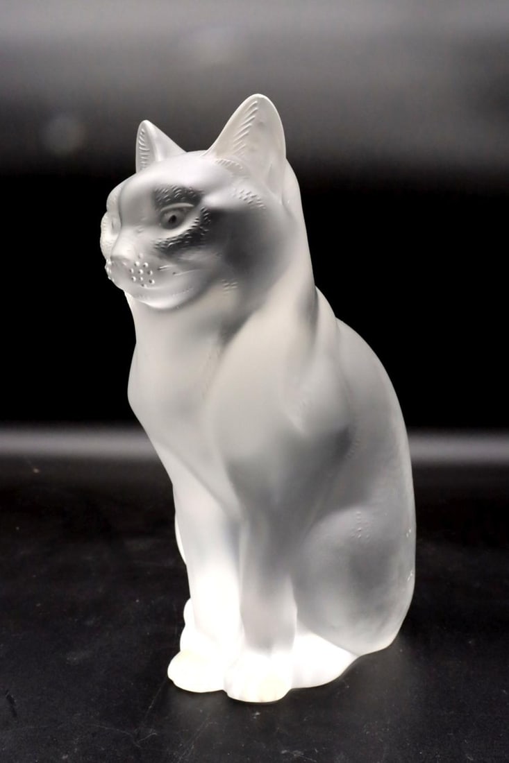 Lalique Frosted Crystal Sitting Cat (1 of 6)