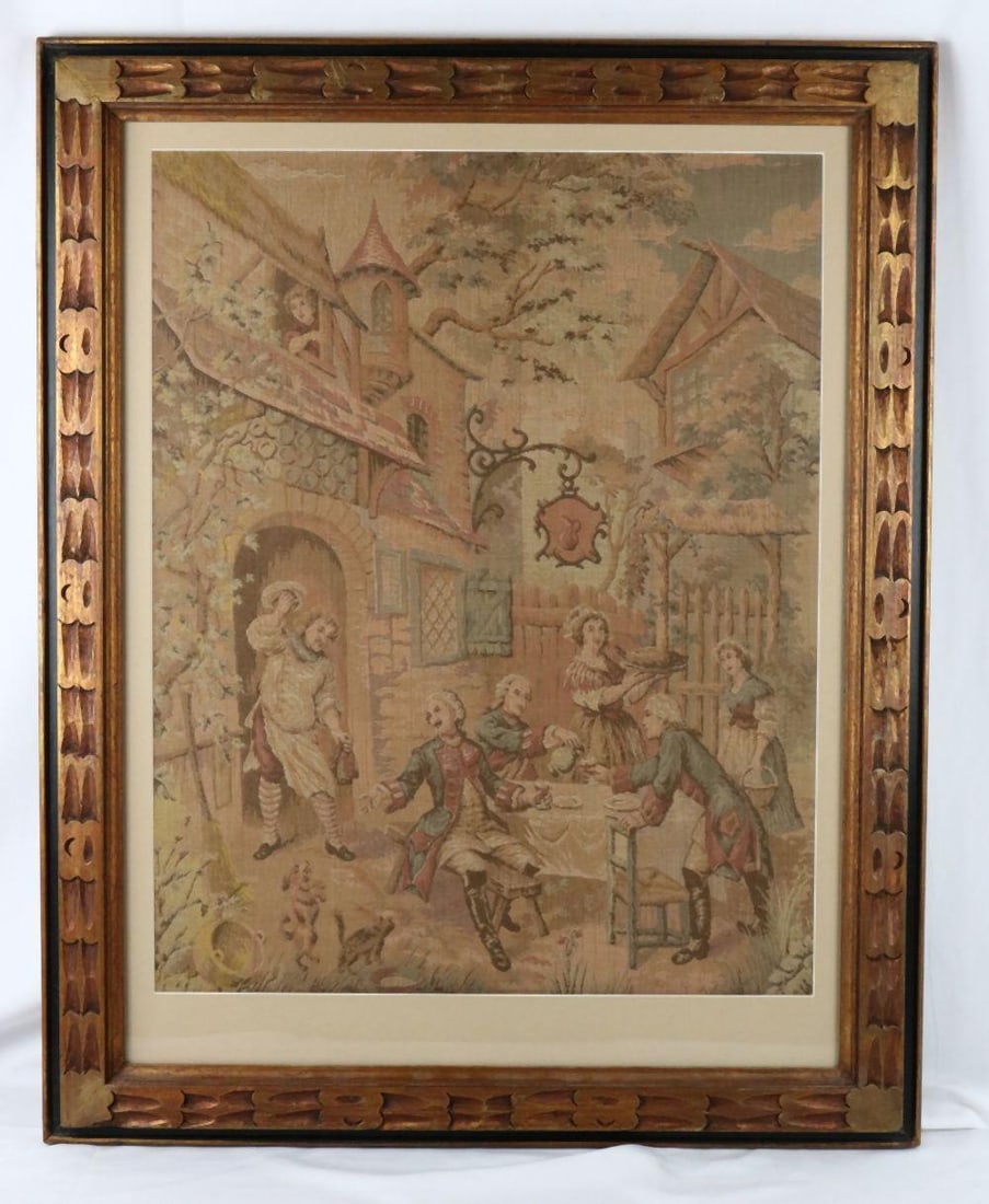 Antique Victorian Needlepoint Tapestry, Framed (1 of 3)