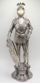 Rare Fine German 800 Silver Knight Sculpture
