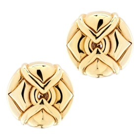 Vintage Bvlgari Round 18k Yellow Gold Earrings