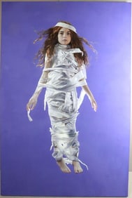 Katie Miller "Girl Wound in White Cloth" Oil Painting on Board