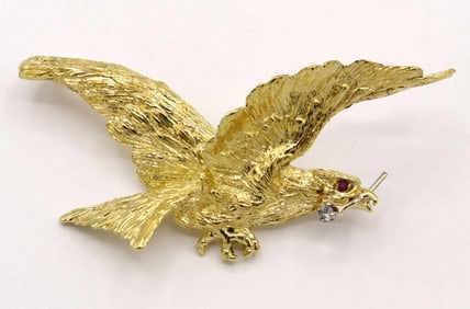 Elegant "American Eagle" 18Kt Yellow Gold Brooch
