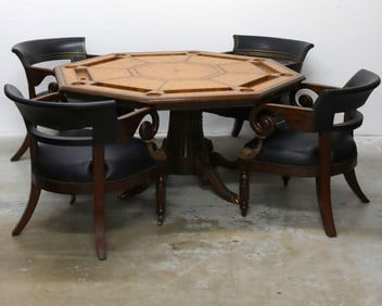 Vintage Maitland Smith Poker Table and Armchairs
