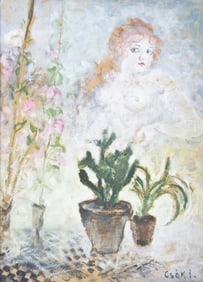 Istvan Csok (Hungarian, 1865-1961) "Woman and Plants"