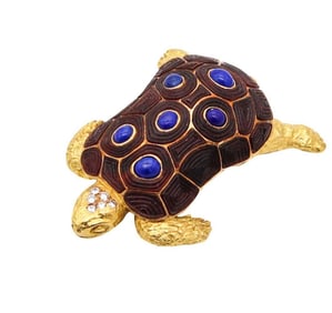 Chaumet 18Kt Lapis Lazuli Turtle Brooch