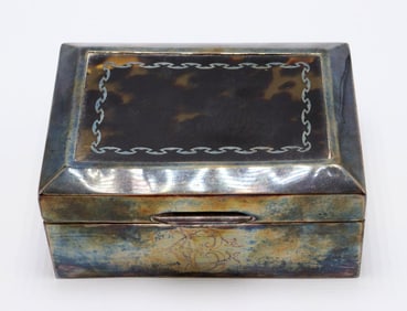 19th C. English Tortoise Shell & Sterling Silver Box