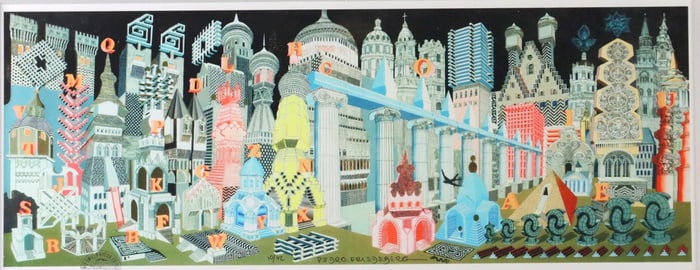 Pedro Friedeberg "Arquitectura Alfabetizada" Silkscreen