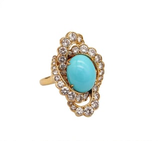 Fred of Paris 18Kt Turquoise Cocktail Ring In 18Kt