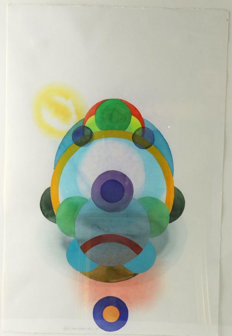 Stephen Mueller "Untitled" Watercolor on Paper: Stephen Mueller (American, b. 1947) "Untitled" Watercolor on Paper, Circa 1999. Measures approx. - 22" x 15" - total with frame, approx. - 24" x 32". Provenance: SFA Art Collec