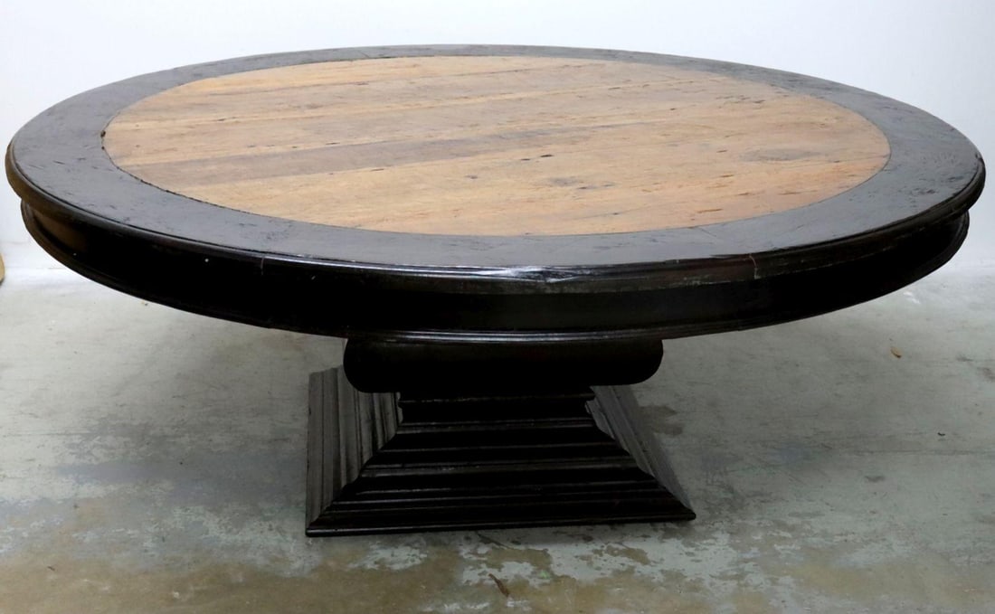 Large Vintage Wooden Circular Dining Table (1 of 9)