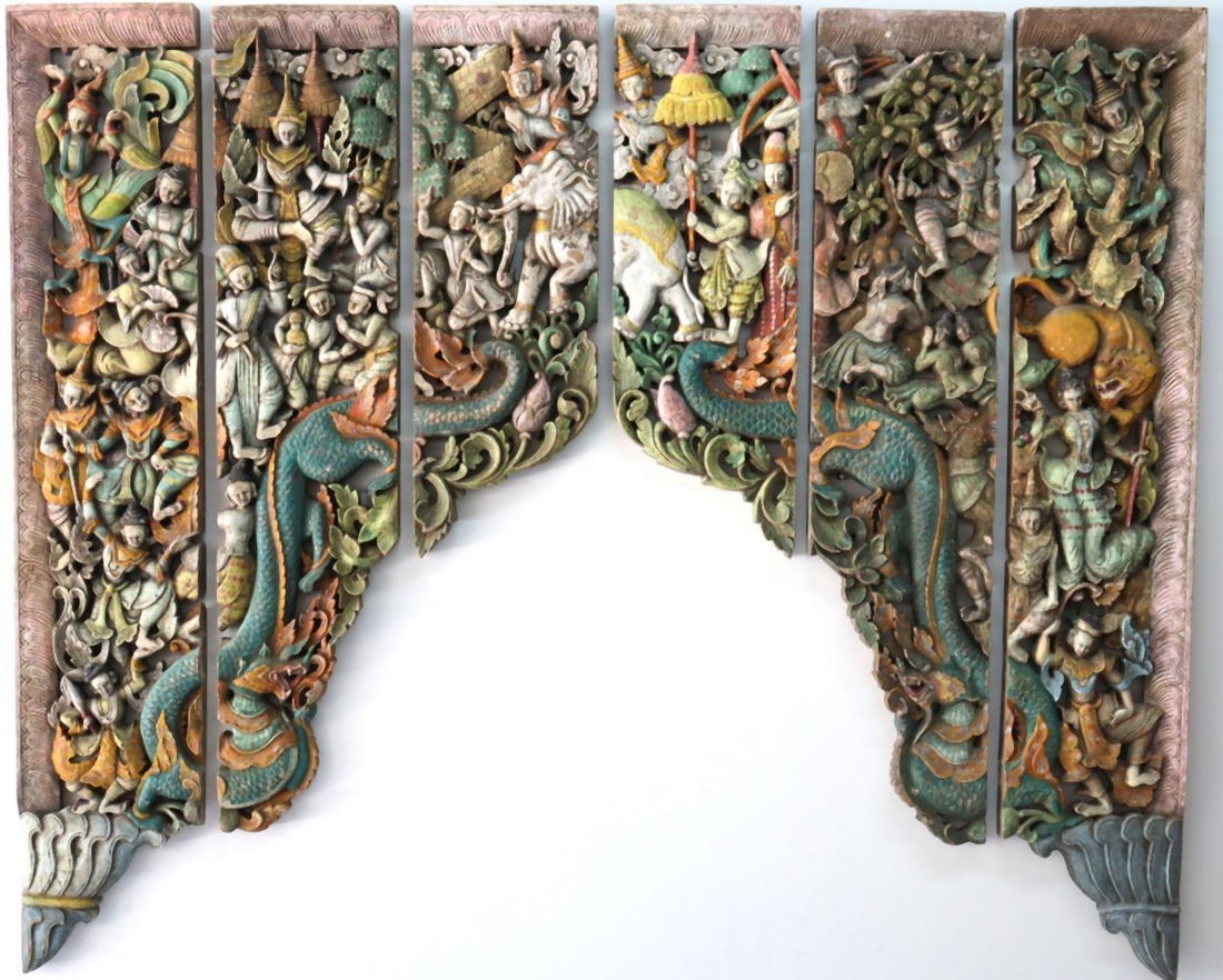 Beautiful Indonesian/Hindu Hand Carved Wooden Panels (1 of 7)