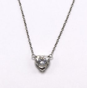 Platinum 1.56ct. Heart Shaped Diamond Pendant Necklace