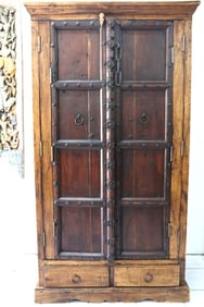 Vintage Indonesian Wooden Armoire Cabinet