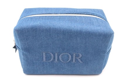 Christian Dior Denim Blue Cosmetic Makeup Zipper Bag