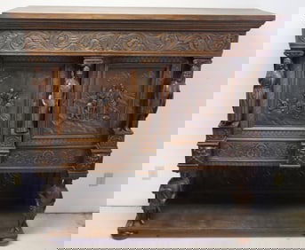 Venetian Carved Wooden Standing Cabinet