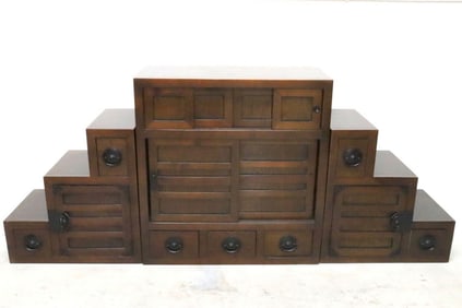 Vintage Asian Graduating Wooden Cabinet
