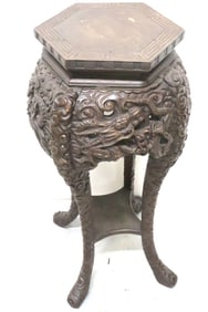 Antique Chinese Hand Carved Wooden Pedestal