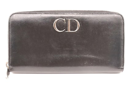 Dior Black Leather Zip Wallet