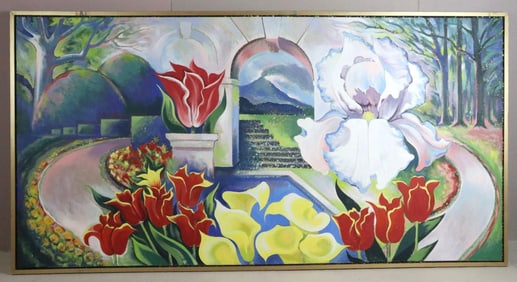 Lowell Nesbitt "Impossible Garden" Oil Painting on Canvas