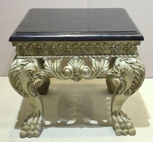 Maitland Smith Style Silvered Wooden & Granite Top Table