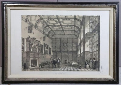 Antique Etching "Hatfield Hall"