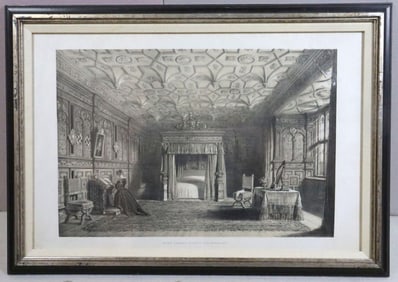 J. Nash "Inlaid Chamber. Sizerch, Westmoreland" Etching