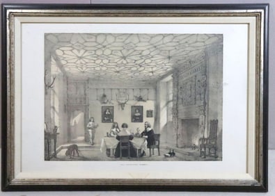 Antique Etching "Wakehurst, Sussex Hall"
