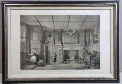 J. Nash "Fireplace in the Cate House, Warwickshire" Etching