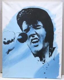 Steve Kaufman (American 1960-2010) "Elvis" Silkscreen