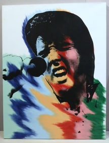 Steve Kaufman (American 1960-2010) "Elvis" Silkscreen