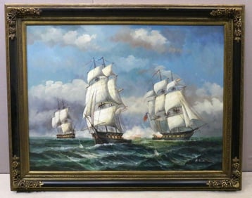 Large Vintage Oil Painting on Canvas