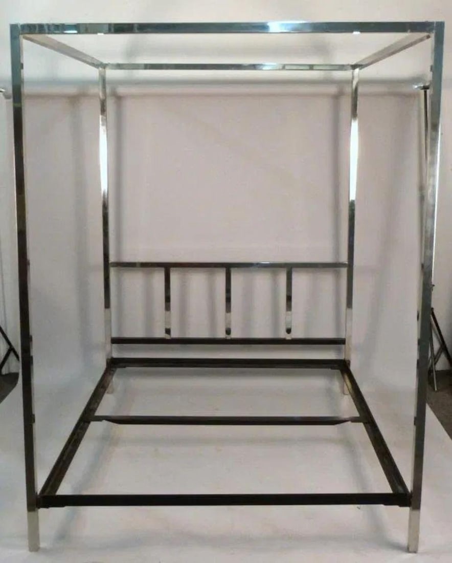 Mid-Century Pace Chrome King Size Canopy Bed Frame (1 of 2)