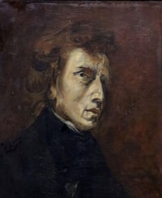 After Eugene Delacroix "Portrait of Chopin" Oil Painting on Canvas