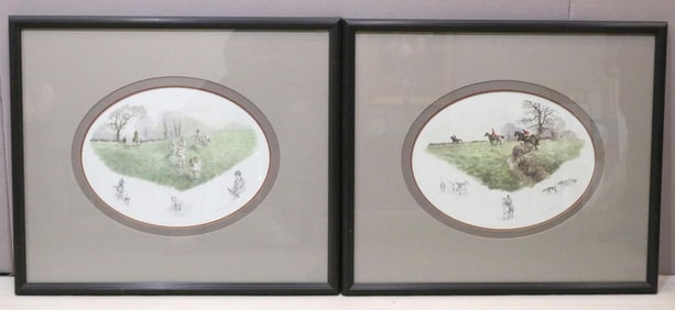 Pair of Nigel Hemming Colored Engravings on Paper