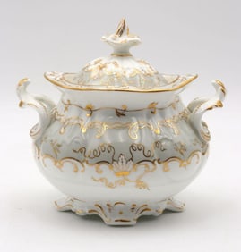 Antique Porcelain Covered Sugar Bowl