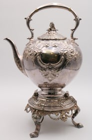 Antique European Silver Plated Water Kettle