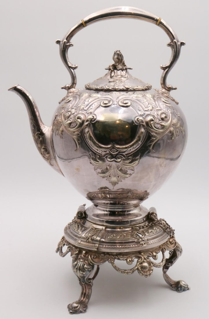 Antique European Silver Plated Water Kettle: Antique European Silver Plated Water Kettle. Measures approx. - 17 3/4" high x 8 3/4" wide. Have a similar item to sell? Contact us at info@marketauctionsinc.com Please review all photos c