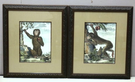 Pair of 19th C. Style Color Lithographs on Paper
