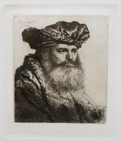 After Rembrandt van Rijn "Bearded Man, Wearing a Velvet Cap, with a Jewel Clasp"