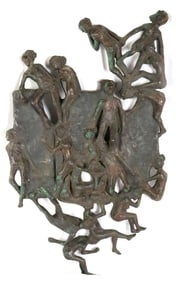 Signed Bates Figural Bronze Wall Sculpture
