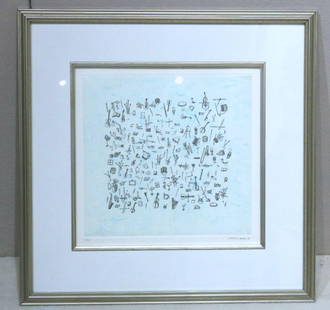 Jacob El Hanani (Israeli, b. 1947) Lithograph: Jacob El Hanani (Israeli, b. 1947) Lithograph. Numbered - 11/35. Measures approx. - 11" high x 11" wide, total with frame - 18" wide x 18" high. Signed lower right and dated 1988. Have