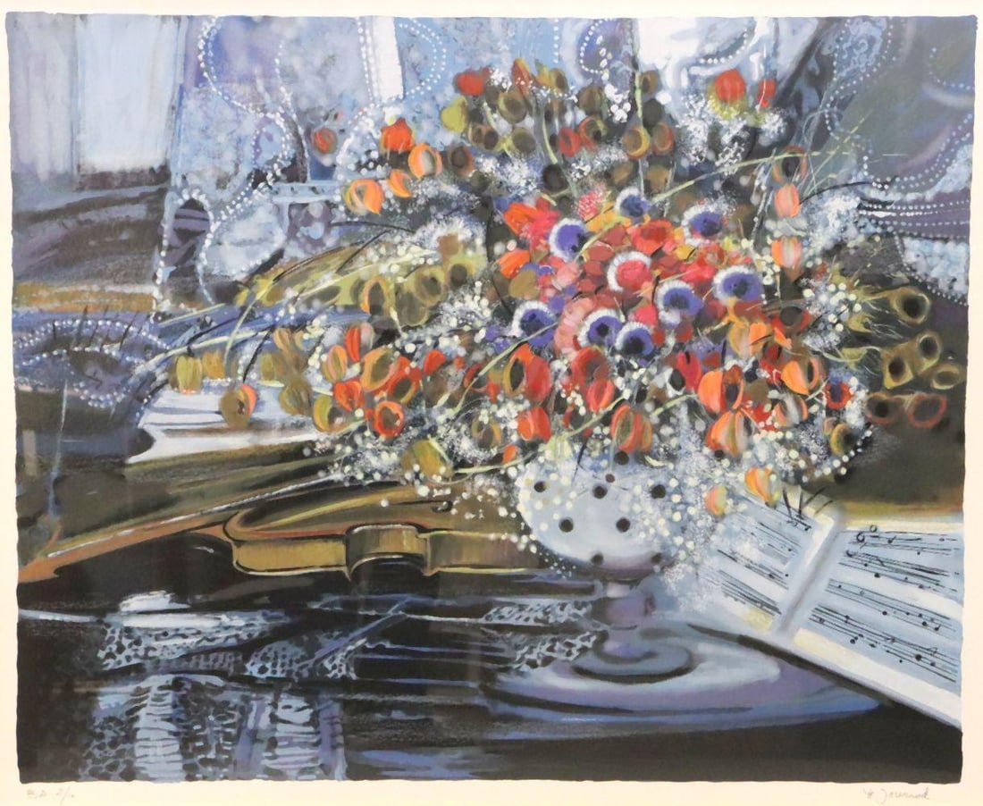 Monique Journod (French, 1935-2024) Limited Edition Serigraph: Monique Journod (French, 1935-2024) Limited Edition Serigraph. Numbered - 2/10. Total measurement with frame approx. - 40 1/2" high x 46 1/2" wide. Have a similar item to sell? Contact us at i