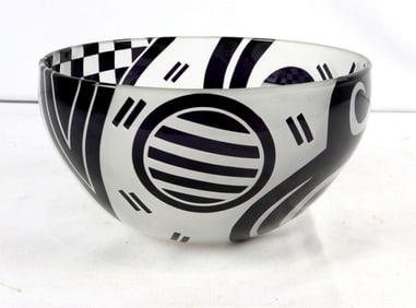 Correia Frosted Black Cameo Art Glass Bowl