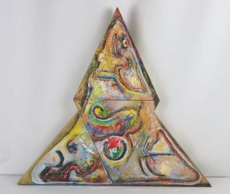 Roy Lawaetz "Golden Zemi" Acrylic, Lava Sand on Canvas/Sculpture