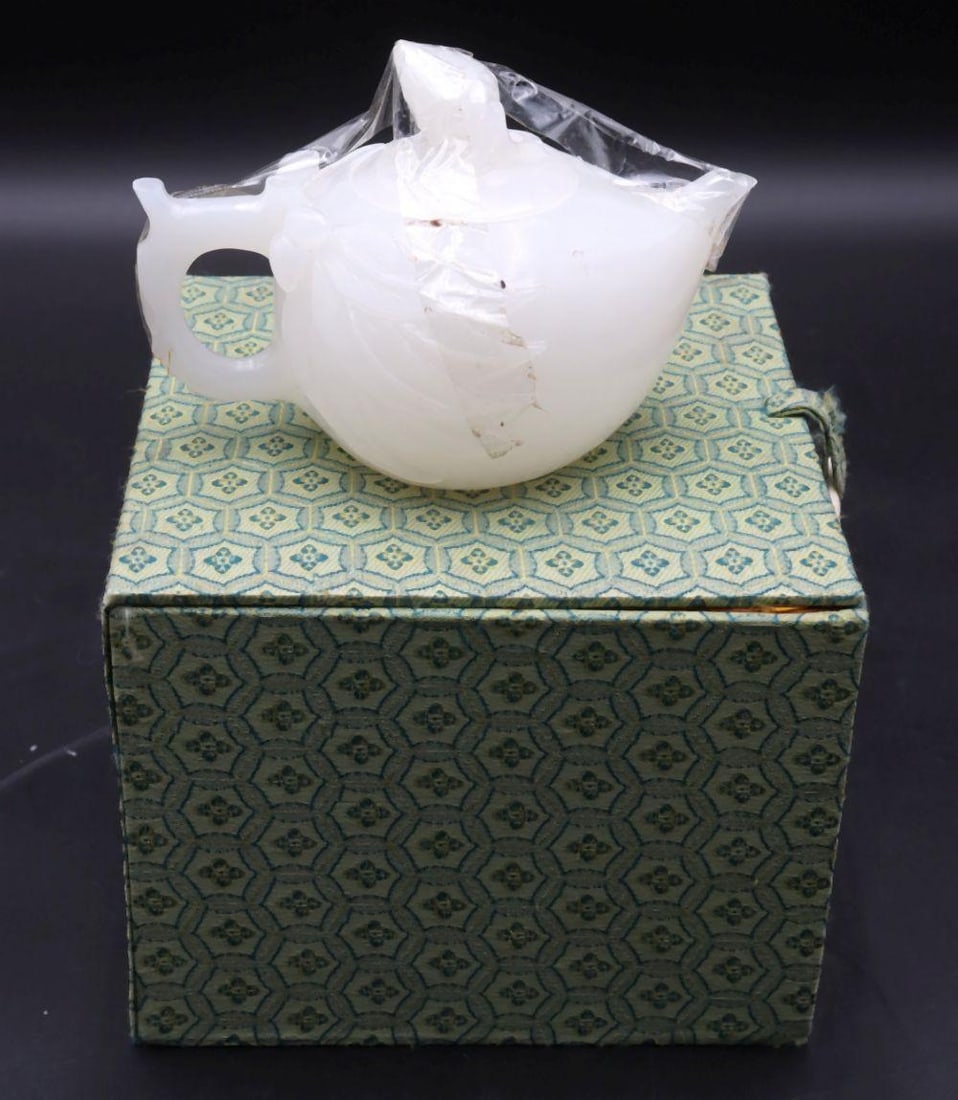 Chinese White Jade Stone Teapot (1 of 4)