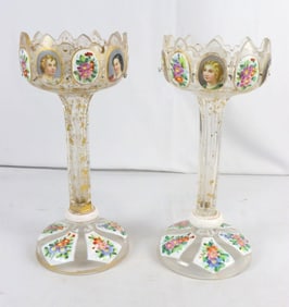 Vintage Hand-Painted Glass Girondles