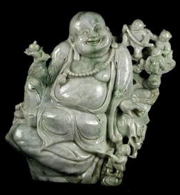 Chinese Hand Carved Jadeite Buddha Figure
